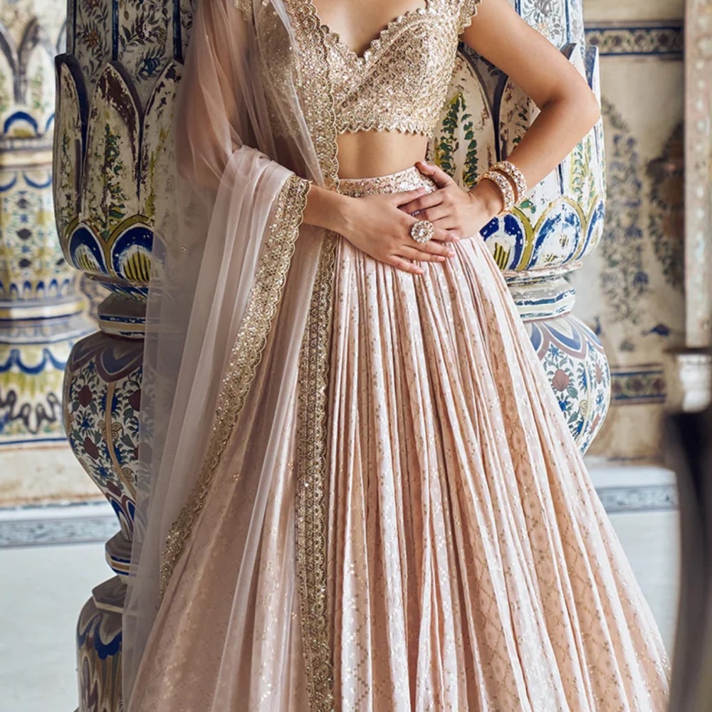 Nude and gold Lehenga
